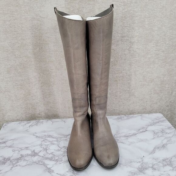 Sam Edelman Women's Penny Boot Size 7 Tall Gray Leather Knee High Riding Boots - Picture 3 of 15